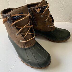 Sperry Waterproof Duck Boots Women’s 5 Brown Lace Up Zip